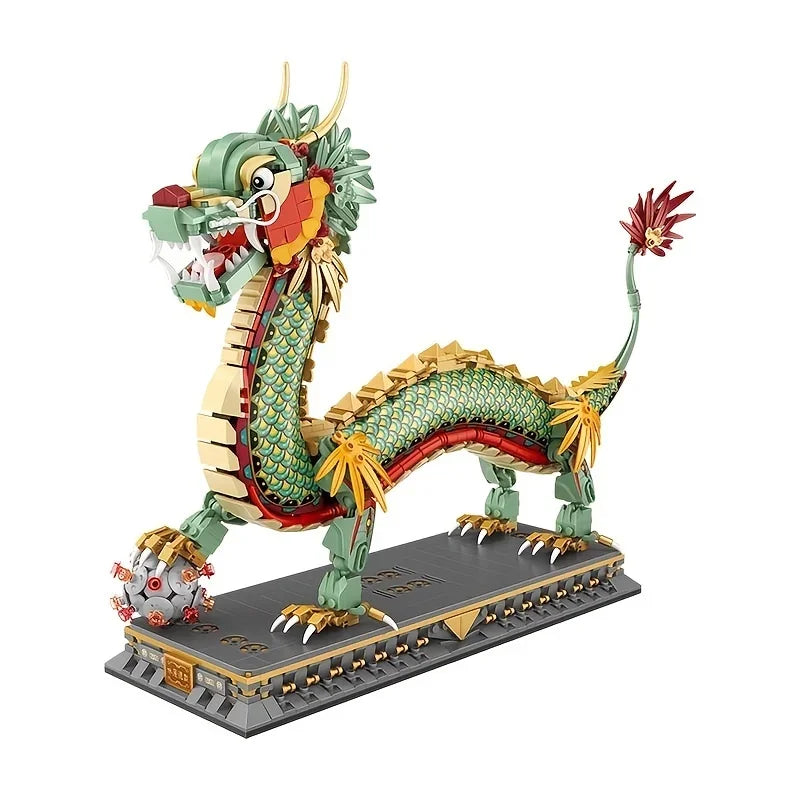 Green Chinese Dragon Mascot Mini Building Blocks