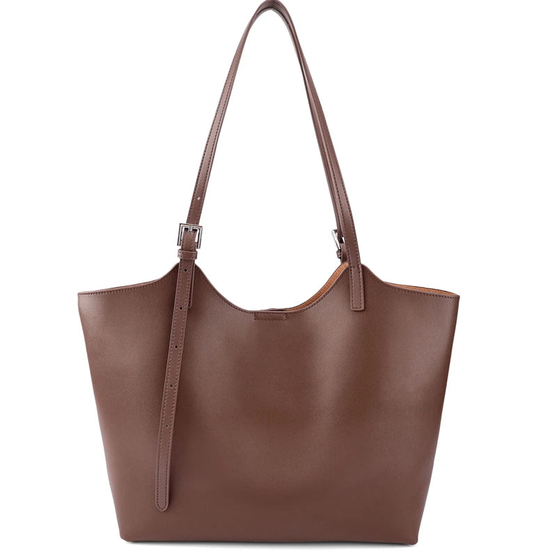 Genuine Leather Tote Bag for Women Large Capacity Cowhide Shoulder Bag Patchwork Commute Handbag Luxury Designer Bag