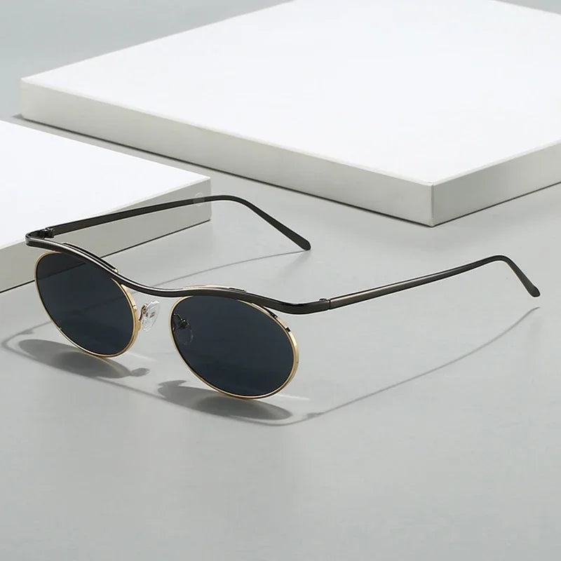 JNPCXI New Retro Oval Metal Women Sunglasses Fashion Punk Men Trending Gradient Shades UV400 Sun Glasses