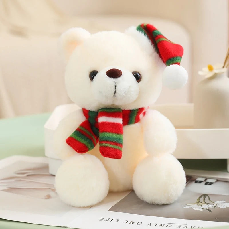 Lovely Cartoon Christmas Scarf Bear Penguin Soft Stuffed Elk Teddy Bear Doll Plush Toy Decoration Girl Boy Kids Christmas Gift