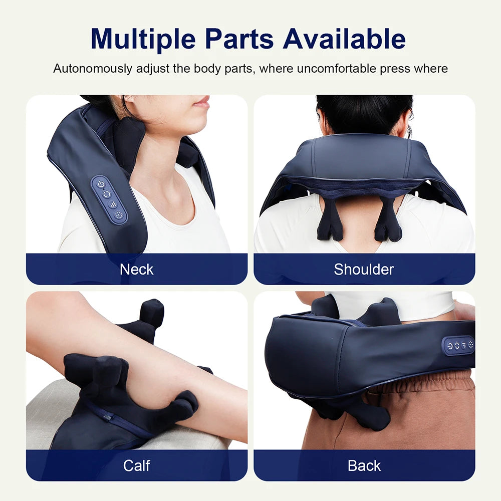 Strong 10-Heads Hand Pinching Neck And Shoulder Massager Wireless Trapezius Back Waist Neck Cervical Kneading Massage Shawl