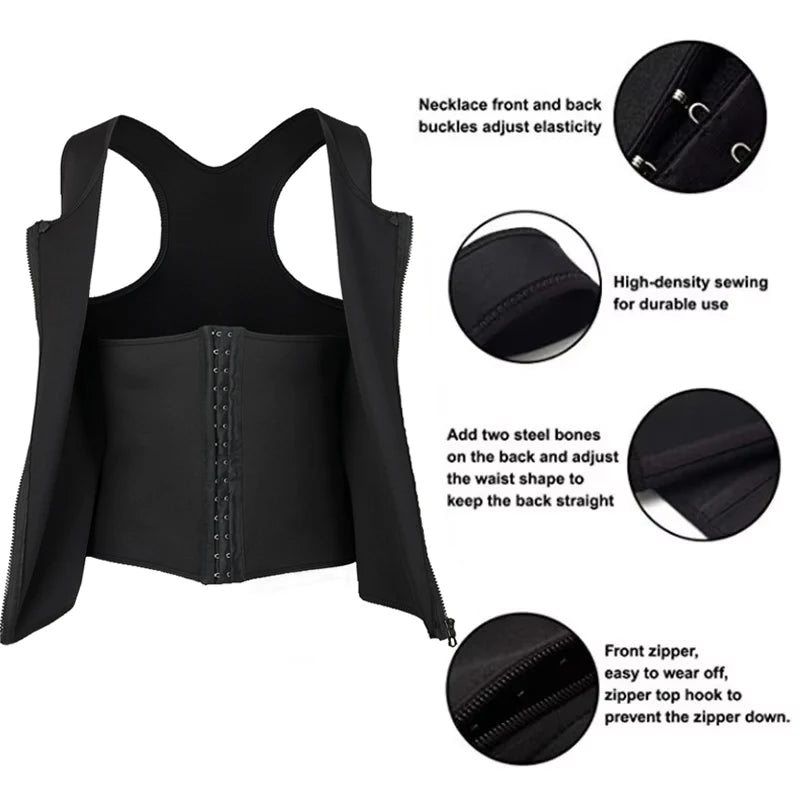 Men's Slimming Compression underTank Top Shaper Vest with Zipper & Back Support