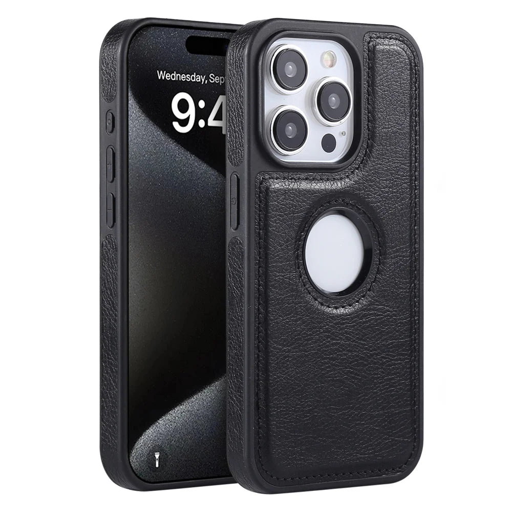 Luxury Business PU Leather Cowhide Case For iPhone 17 17Air 11 12 13 14 15 16 Pro Max Plus Logo Hole Shockproof Protective Cover