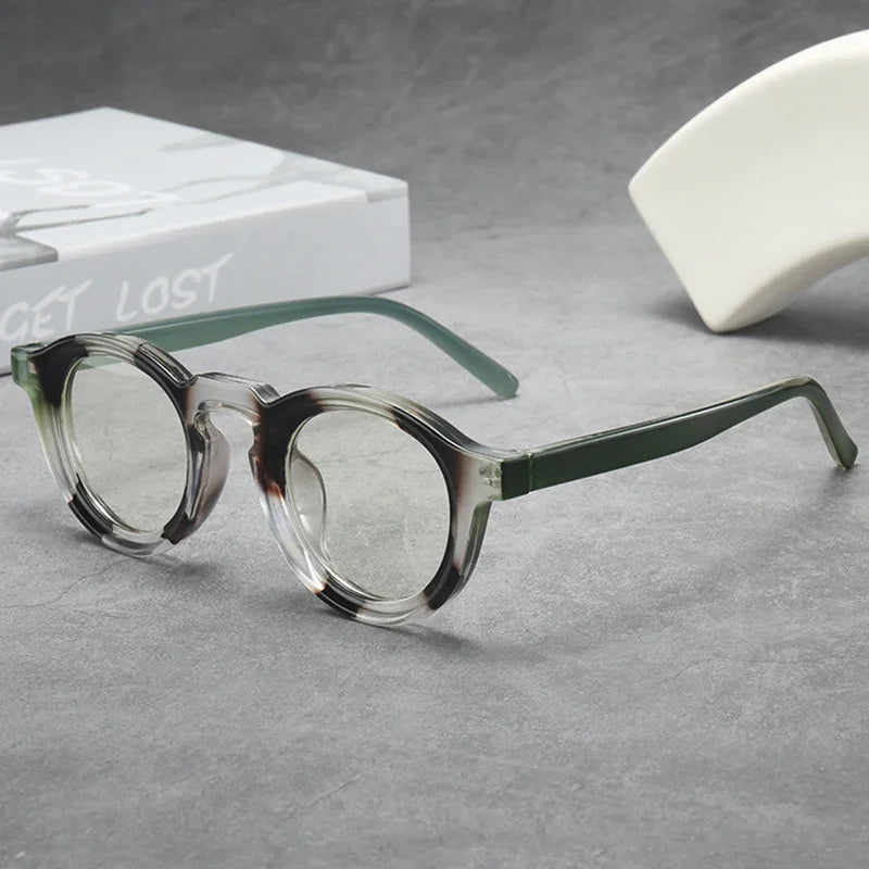JNPCXI Classic Retro Glasses Frame Men Women Ultralight Round Small Frame Anti Blue Light Transparent Lens Eyeglasses