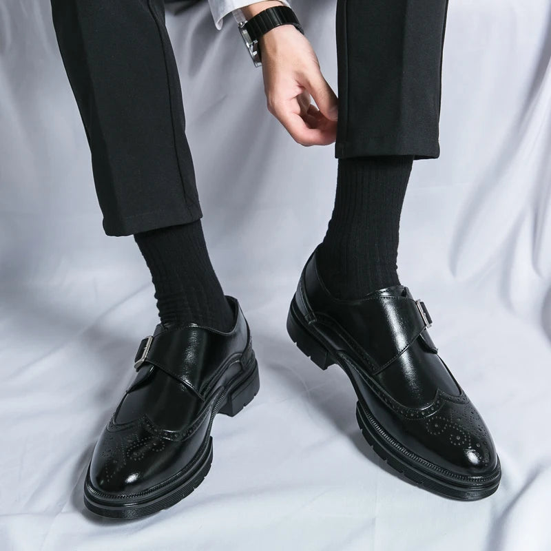 Platform Men's Dress Shoes Classic Wedding Casual Business Leather Shoes Men Formal Brogues Shoes For Men Office Leather Loafers