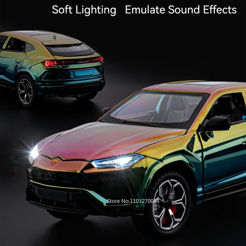 1:24 Lambor URUS Model Toys Diecast Alloy Car Doors Opened Sound Light Pull Back Shock Absorption Vehice Children Christmas Gift
