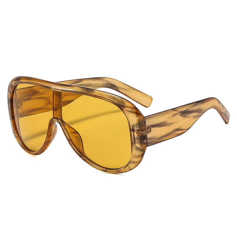 JNPCXI New Fashion Oversized One Piece Square Women Sunglasses Gray Stripe Shades Men Trending Outdoor Sun Glasses UV400