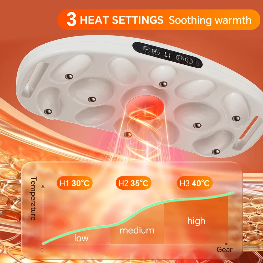 Electric Abdominal Massager Bian Stone Kneading 3-Level Heat Fat Burner 6 Modes Anti-Cellulite Body Shaping Shaking Weight Loss