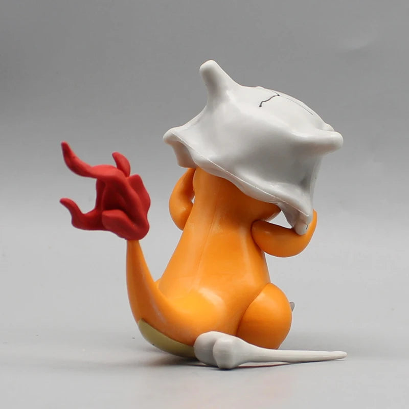 9cm Charmander Wear A Cubone Helmet Anime Figure Model Gk Statue Collection