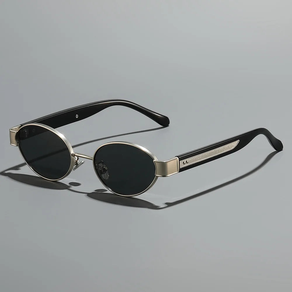 JNPCXI New Retro Oval Metal Rivets Women Luxury Sunglasses Fashion Punk Shades UV400 Trending Men Gradient Sun Glasses