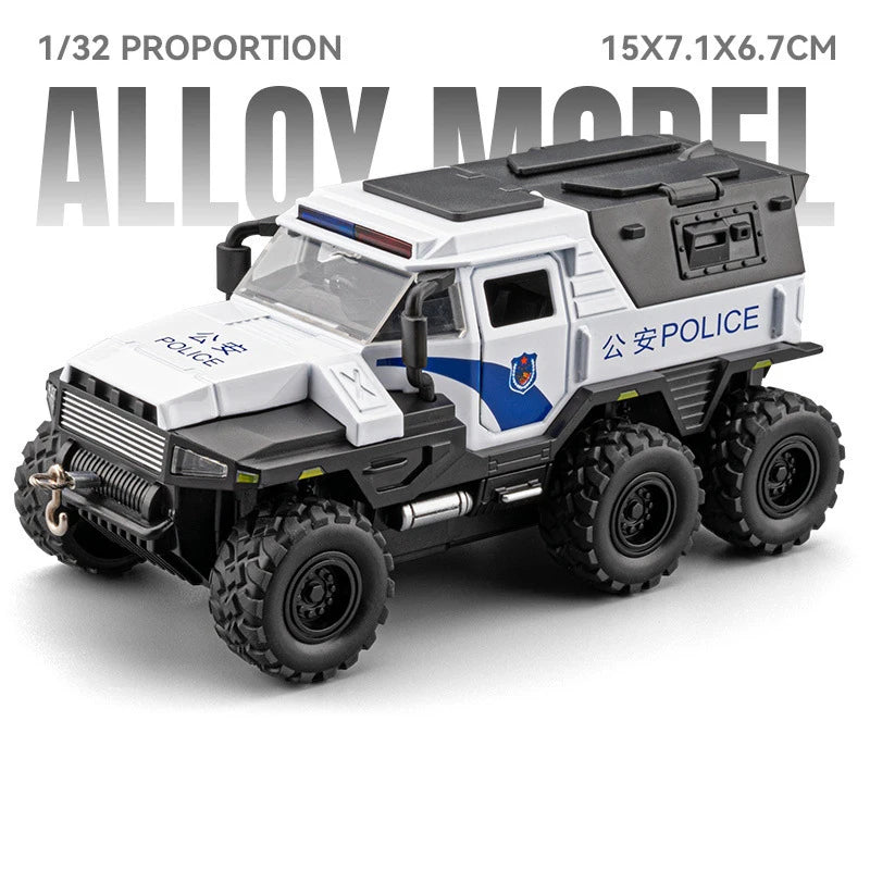 1:32 Conqueror Sabertooth Car Model Diecast Alloy Toy Doors Opened with Sound Light Pull Back Armored Vehicle Child Fashion Gift