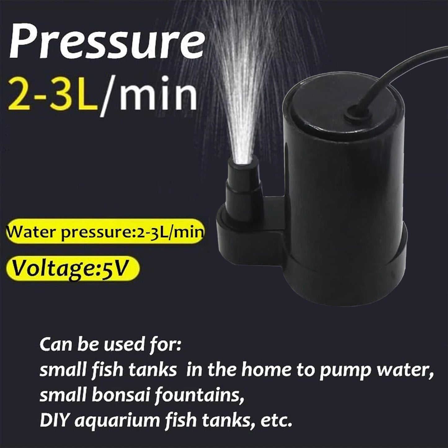 1/2pc DC 3-5V USB Micro Submersible Mini Low Noise Brushless Water Pump for Aquariums Fish Tank Pond Fountain Hydroponics Garden