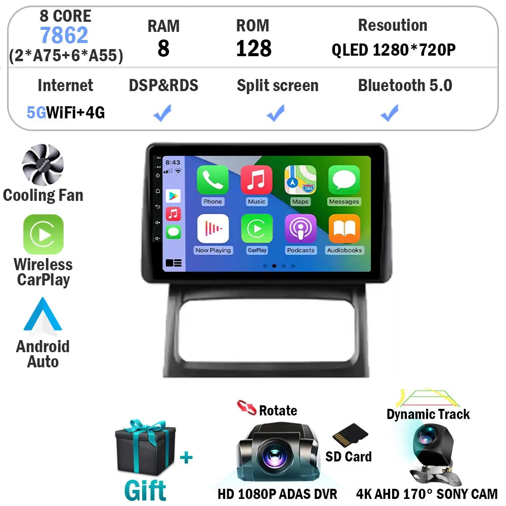 Android 15 Car Radio Carplay For Renault Clio 2 BB CB 2001 - 2012 Navigation GPS Android Auto Screen Stereo 5G Wifi BT DSP