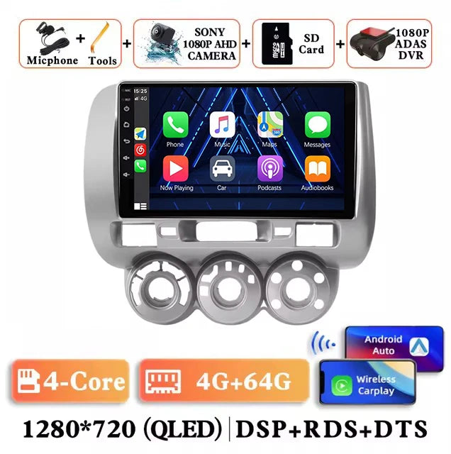 Android 15 Car Radio for Honda Fit Jazz 2002 - 2007 Car Radio Multimedia Navigation Android Auto Autoradio CarPlay DSP Stereo