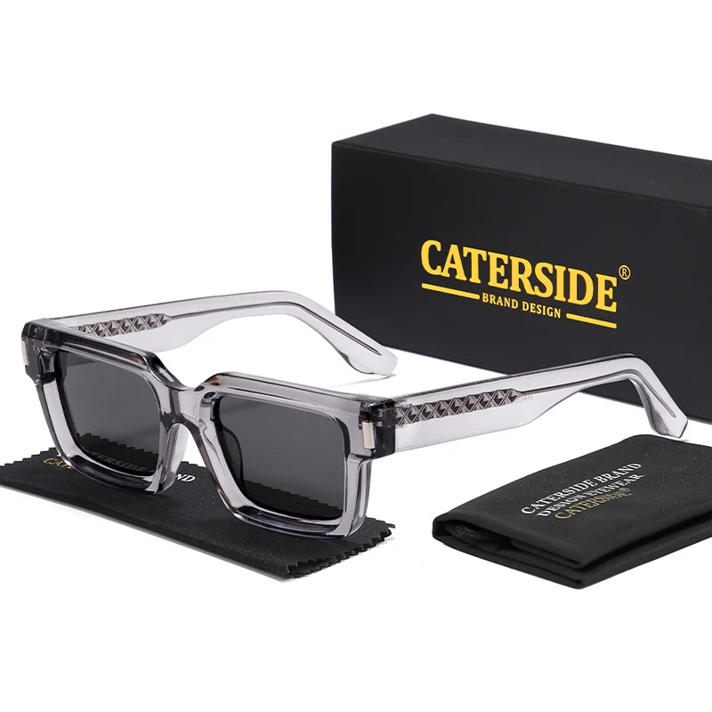 CATERSIDE Vintage Punk Men's Square Sunglasses Brand Design Small Frame Sun Glasses Party Travel Glasses Gift Ideal Choice