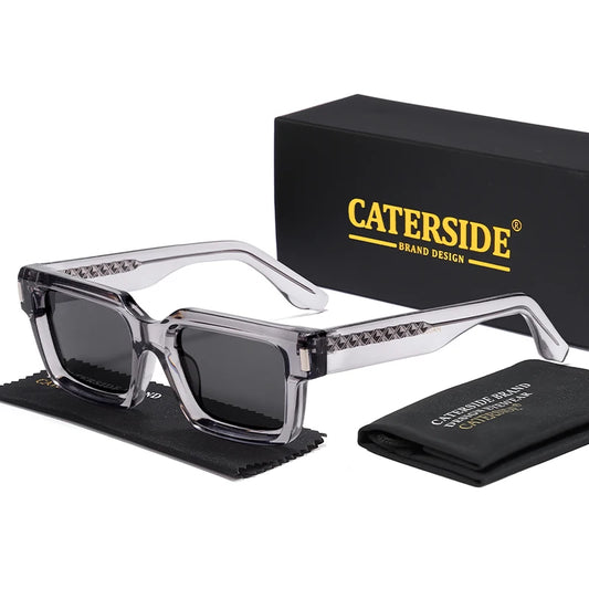 CATERSIDE Vintage Punk Men's Square Sunglasses Brand Design Small Frame Sun Glasses Party Travel Glasses Gift Ideal Choice
