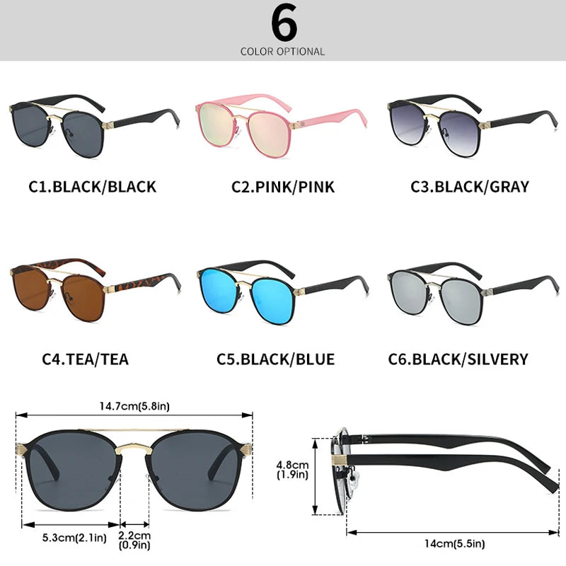 JNPCXI New Fashion Double Bridges Square Men Luxury Sunglasses Retro Women Blue Gradient Mirror Shades Sun Glasses UV400