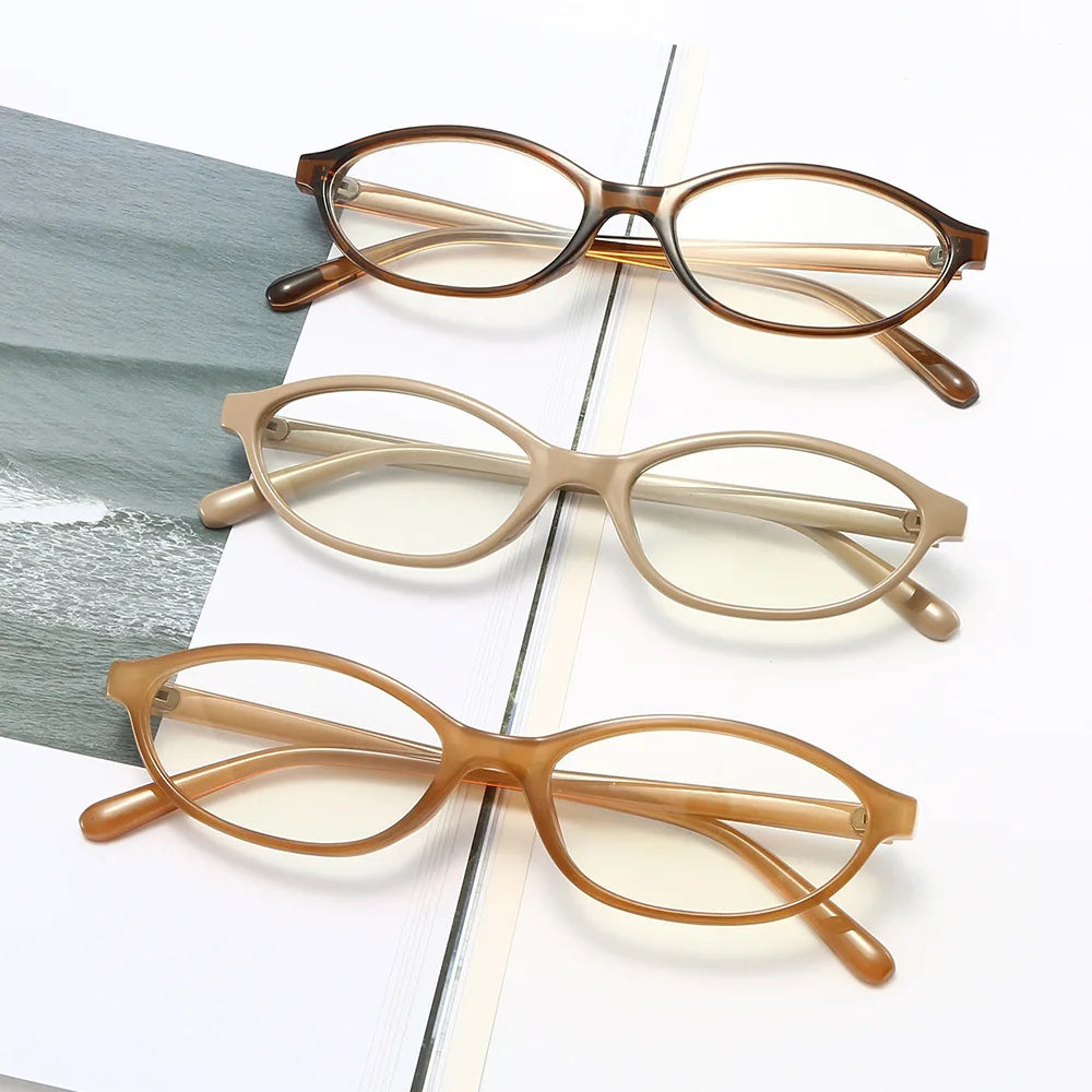 JNPCXI New Vintage Oval Glasses Frame Women Fashion Jelly Tea Clear Anti-Blu-Ray Lens Eyewear Men Optical Frame