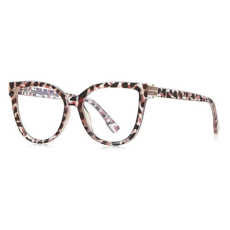 JNPCXI New Cat Eye Flower Anti-Blue Light Reading Glasses Women Customizable Prescription Myopia Lenses