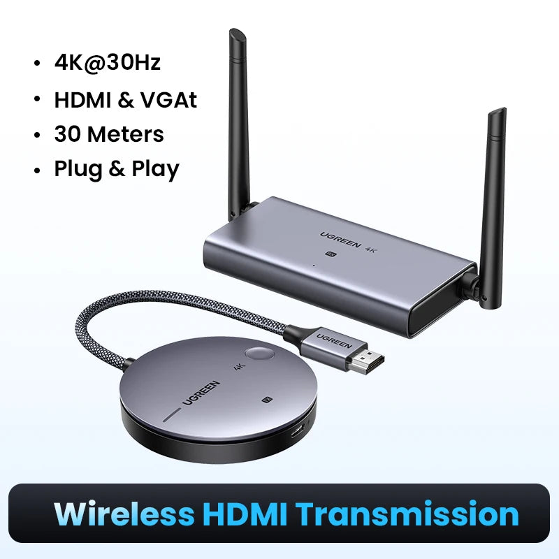 UGREEN Wireless HDMI Extender Kit 5G 50M Video Transmitter & Receiver 4K 30Hz Transmits Display Adapter for TV PC Monitor