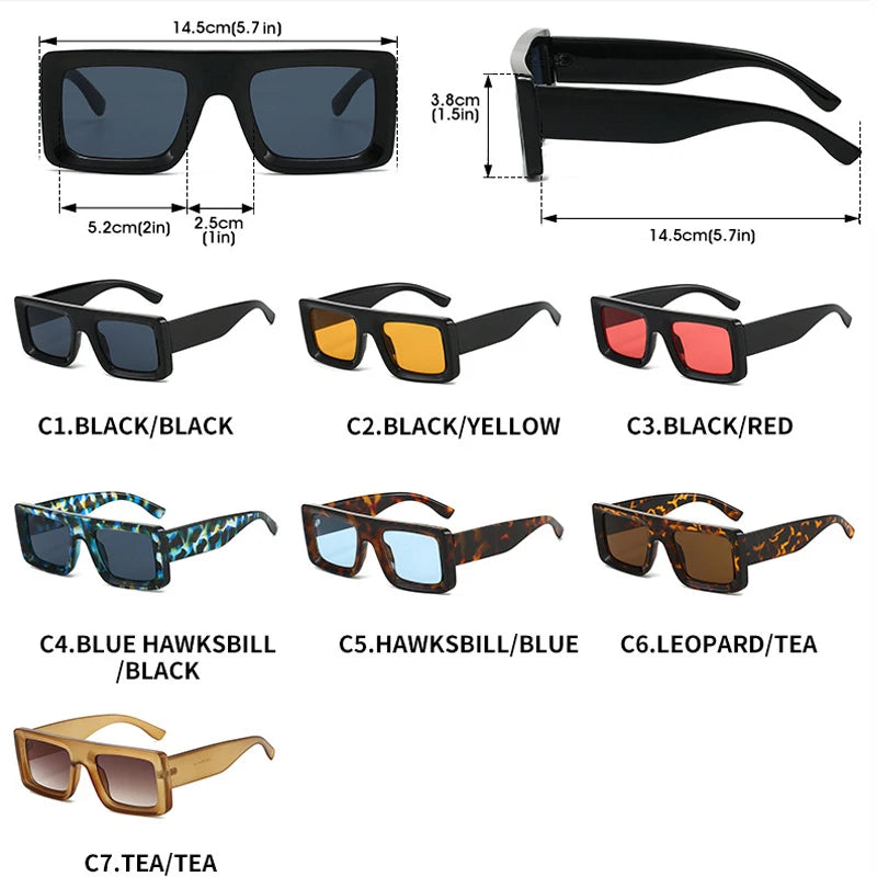 JNPCXI New Square Sunglasses Women Shades UV400 Retro Trending Rivets Men Gradient Sun Glasses