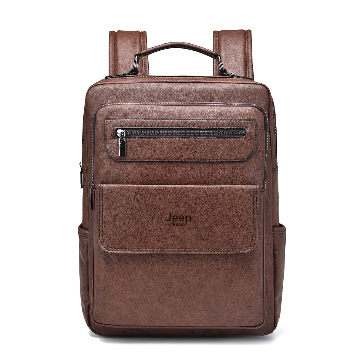 JEEP BULUO Men's 15.6" Leather Laptop Backpack Waterproof Urban School Bag