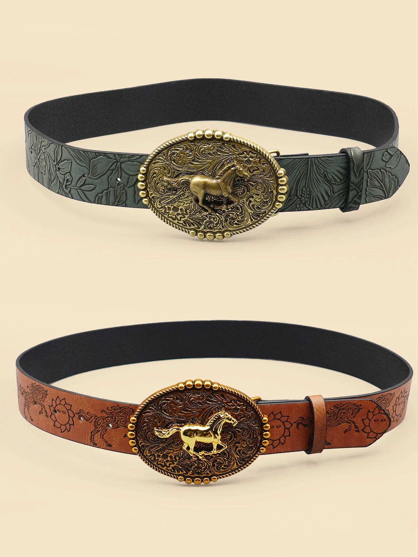 Vintage Cowboy Style Belt, Women's Fashion Casual Belt, Retro Printed Leather Belt, Suitable for Daily, Commuting, College Style