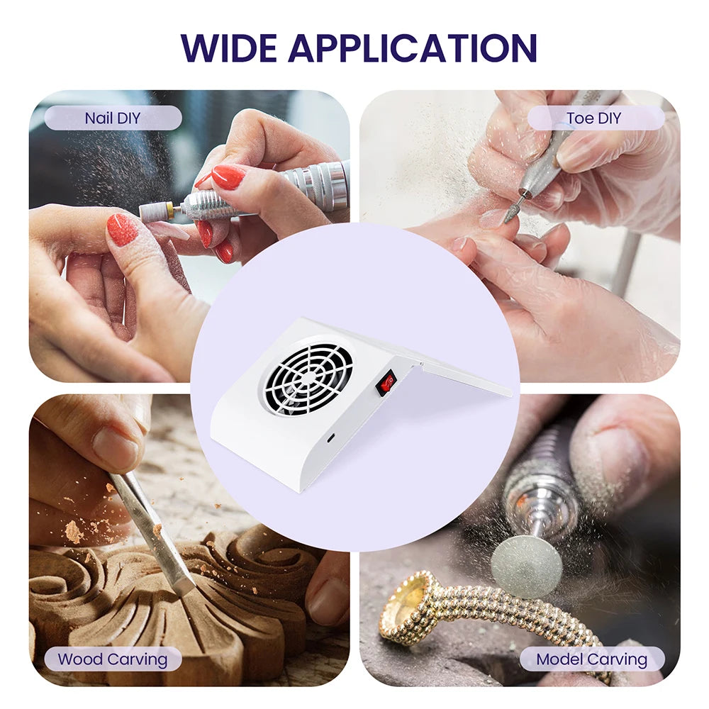 Wireless Nail Dust Collector Foldable Nail Dust Extractor Mini Rechargeable Nail Vacuum Cleaner Fan Nail Art Manicure Machine