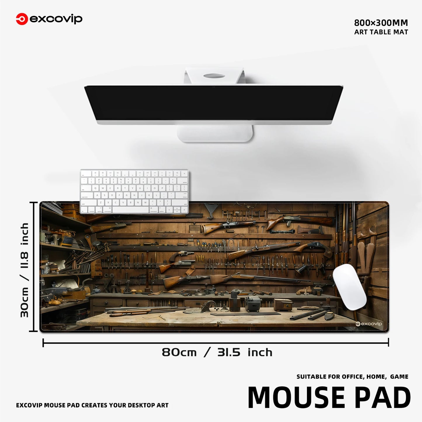 EXCO Gaming Mouse Pad Large Keyboard Mousepad with Stitched Edge Non-Slip Rubber Base Computer Desk Mat for Office Home