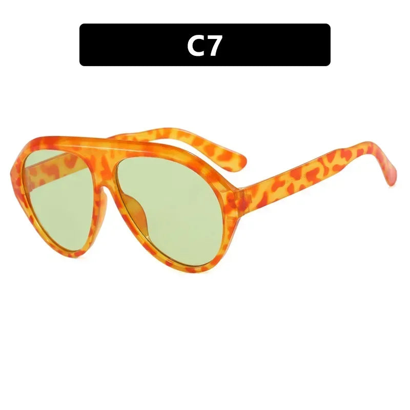 JNPCXI Retro Oversized Sunglasses Women Fashion Brand Designer Round Orange Shades UV400 Men Trending Sun Glasses