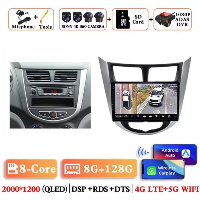 9 '' for Hyundai Solaris Accent i25 2010 - 2016 Car Multimedia Radio Video Player Android 16 GPS Navi HD Touch Screen BT WiFi