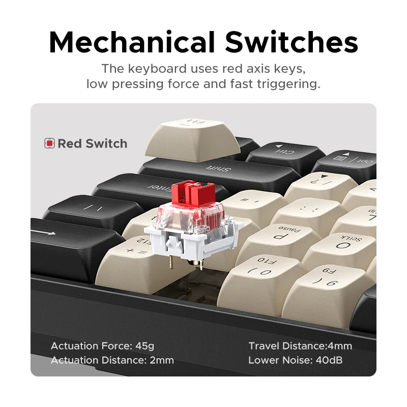 Mechanical Wired Keyboard 61 PBT Keycaps Russian/EN Laptop Windows Mac OS Gamin