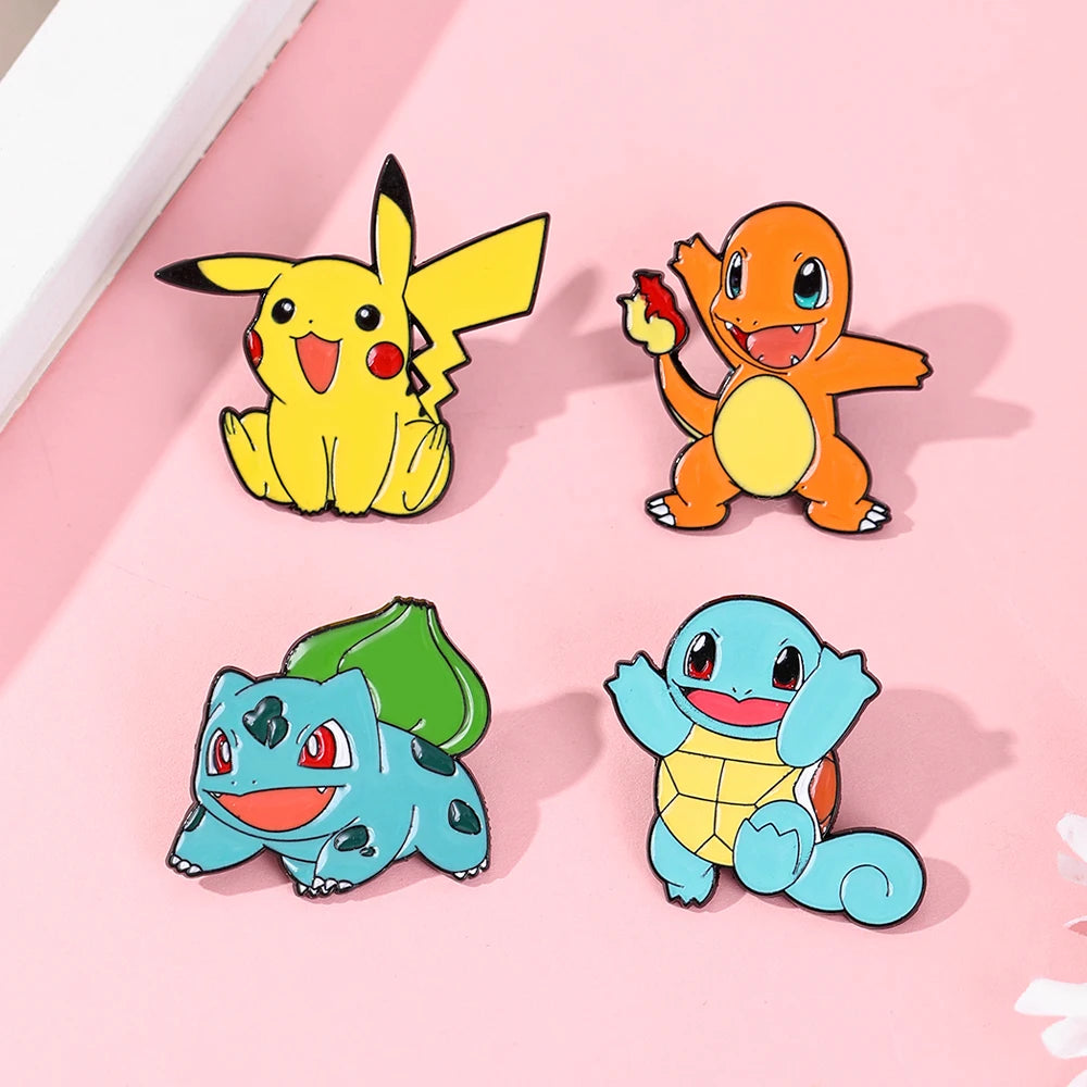 4pcs Anime Game Pikachu Enamel Pins Set Cute Pokemon Lapel Badge for Backpack Clothing Cosplay Cartoon Brooch Accessory