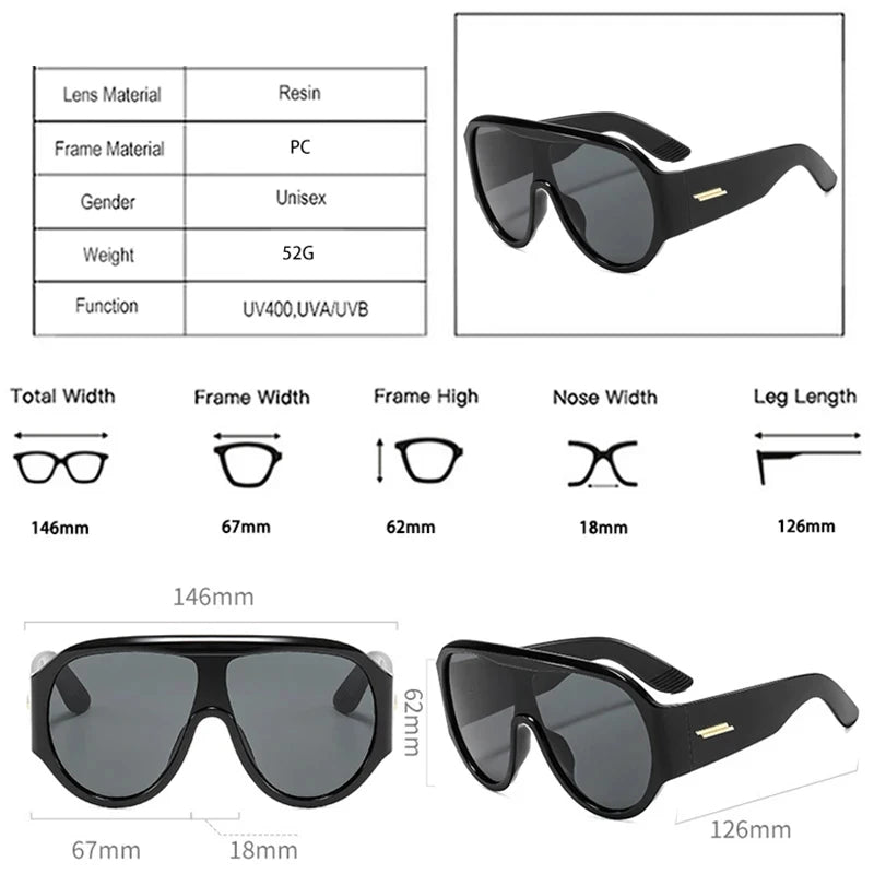 JNPCXI New Fashion Oversized Pilot Goggles Sunglasses Women Fashion Shades UV400