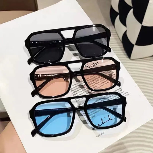 Korean Unisex Sunglasses Square Frame Driving Eyeglass Double Beam Frame Eyewear