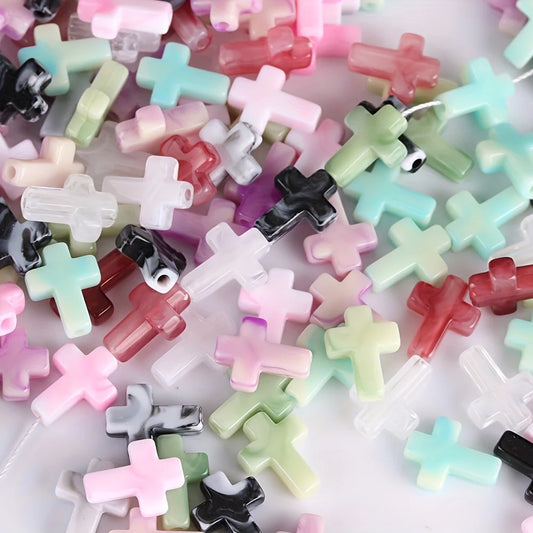 30pcs Random Mix Acrylic Cross Shaped Beads & Beads Accessories for Jewelry Making DIY  Necklace Bracelet Key Chain Accessories