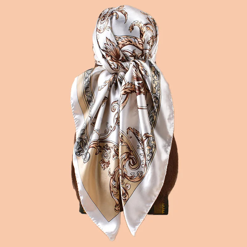 1PC Women's Fashion Satin Square Scarf 90x90inch Multi-use Beach Headscarf Hair Towel Party Accessory Top Quality