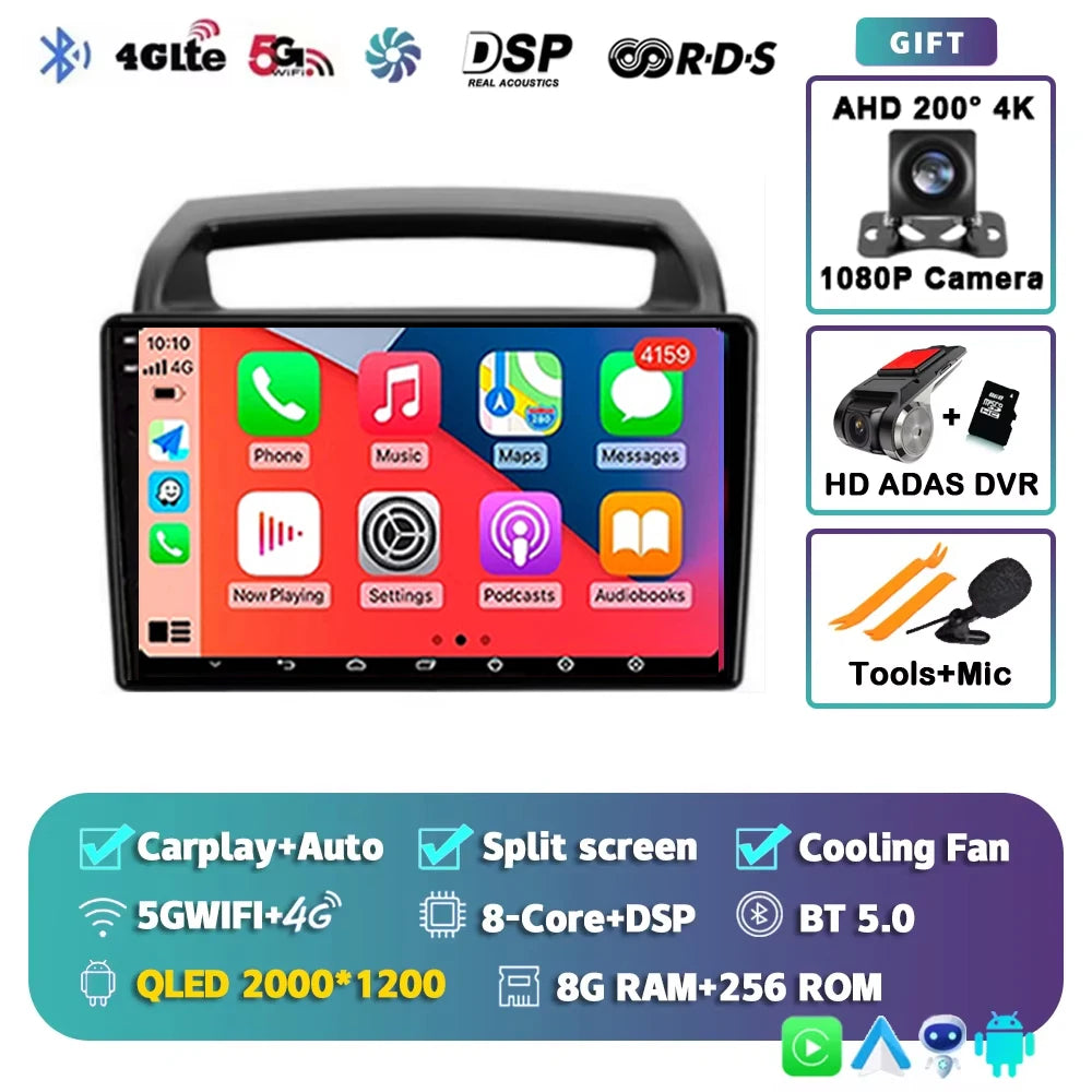For KIA Carnival VQ 2006-2014 2K 12+256 QLED Android 15 CarPlay Car Radio Multimedia Video Player GPS stereo Head Unit 4G WIFI