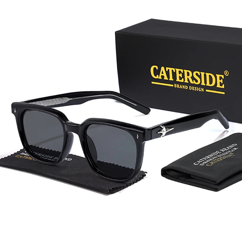 CATERSIDE Trend Square Man Sunglasses Large Frame Sun Glasses Party Travel Beach Eyewear Ideal Choice for Gifts UV400