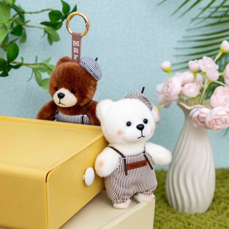 10cm New Kawaii Little Bears Pendant Plush Toy Stuffed Soft Animal Cartoon Bear Backpack School Bag Keychain Decor for Kids Gift