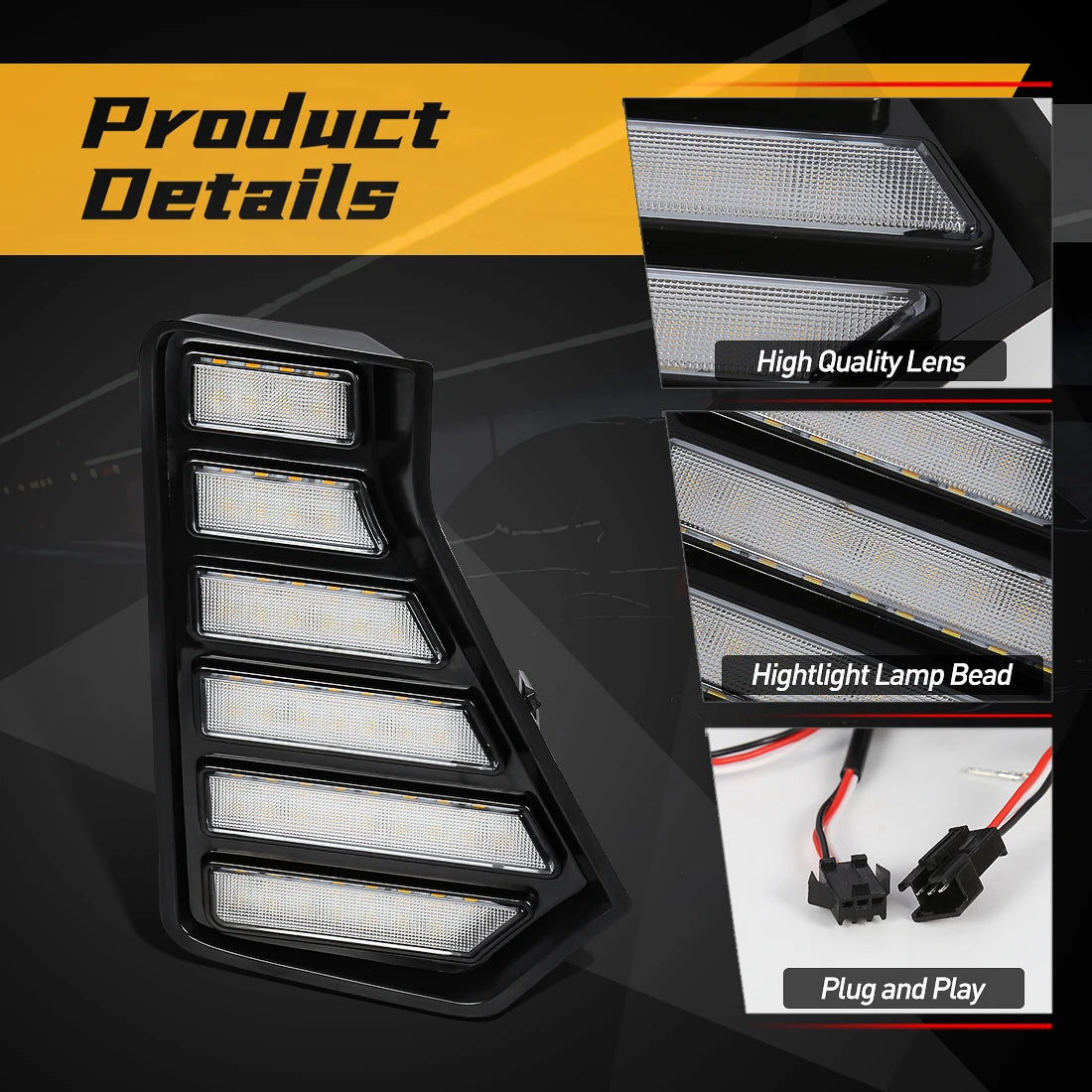 For Toyota Tacoma 2024 LED DRL Daytime Running Lights Fog Lamps Front Bumper Driving Headlights White Yellow Car Accessories 12V