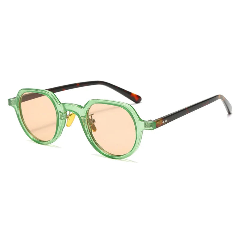 JNPCXI New Fashion Round Sunglasses Women Ocean Lens Leopard Blue Eyewear Men Trending Rivets Punk Sun Glasses