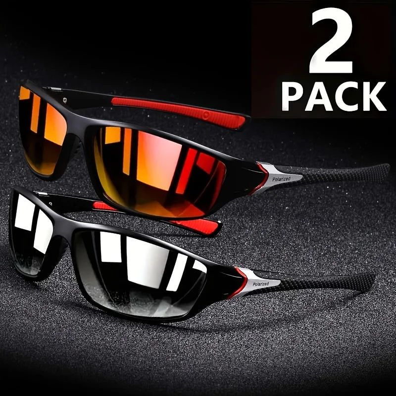 2pcs Set Men'S Classic Oval Glasses Fashion Sunglasses Casual Outdoor Sports Riding Glasses Ideal Choice for Holiday Gifts