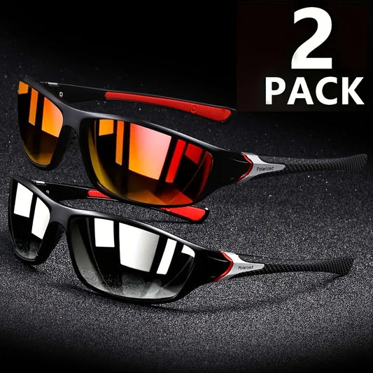2pcs Set Men'S Classic Oval Glasses Fashion Sunglasses Casual Outdoor Sports Riding Glasses Ideal Choice for Holiday Gifts