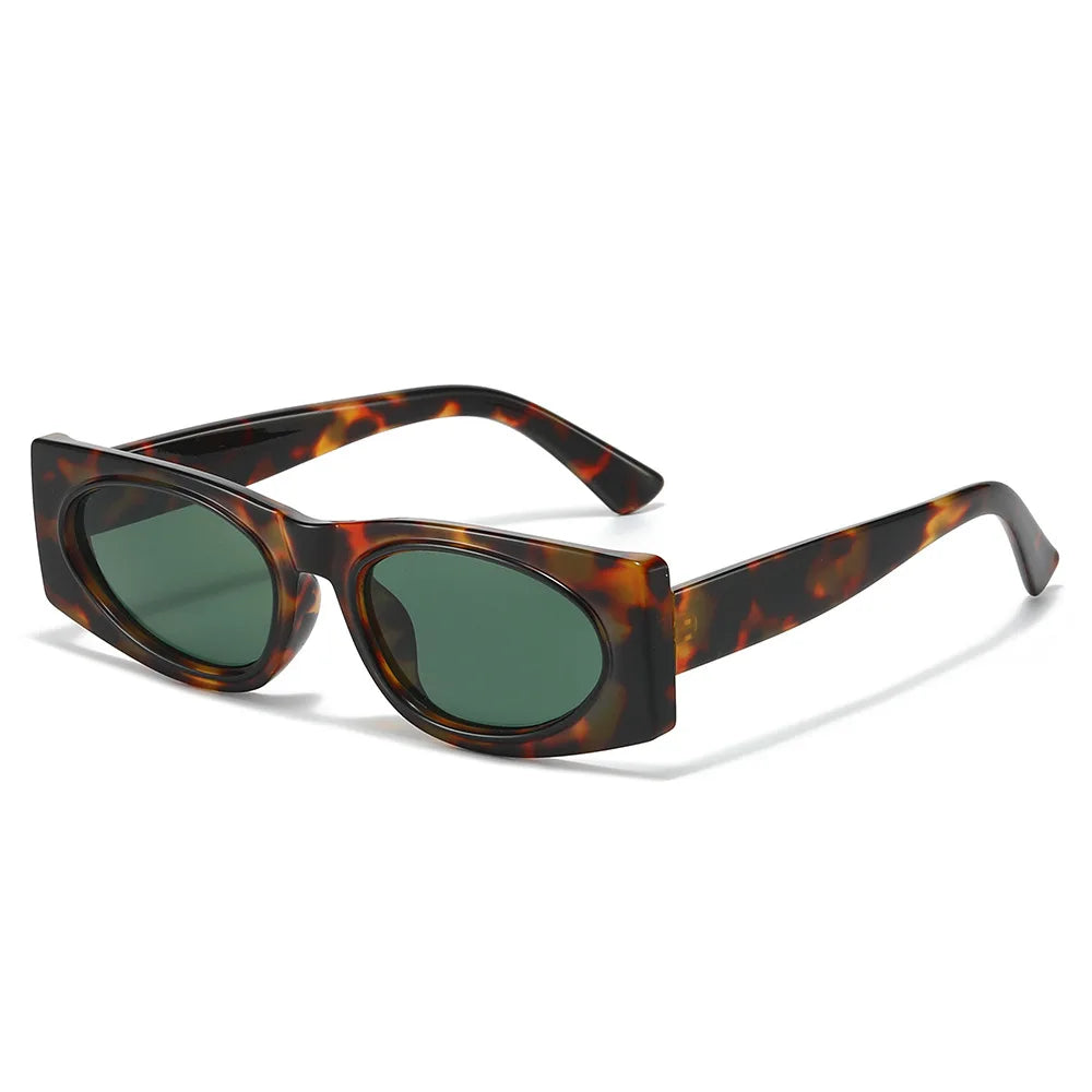 JNPCXI New Ins Popular Fashion Square Sunglasses Women Shades UV400 Retro Leopard Men Trending Oval Lens Sun Glasses