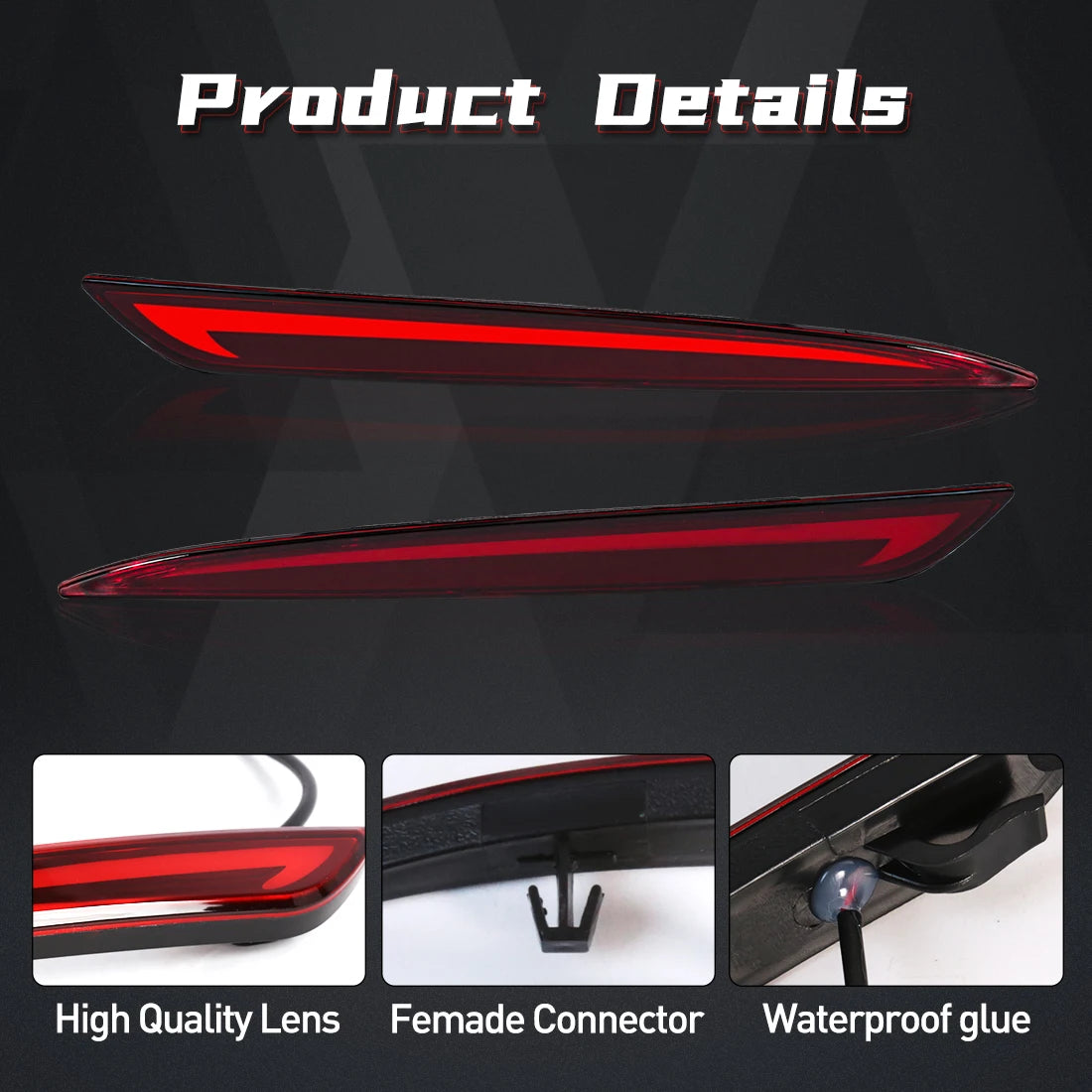 For Ford Mondeo Fusion 2013 2014 2015 2016 2017 2018 LED Rear Bumper Reflector Lights Brake Warning Dynamic Turn Signal Lamp 12V