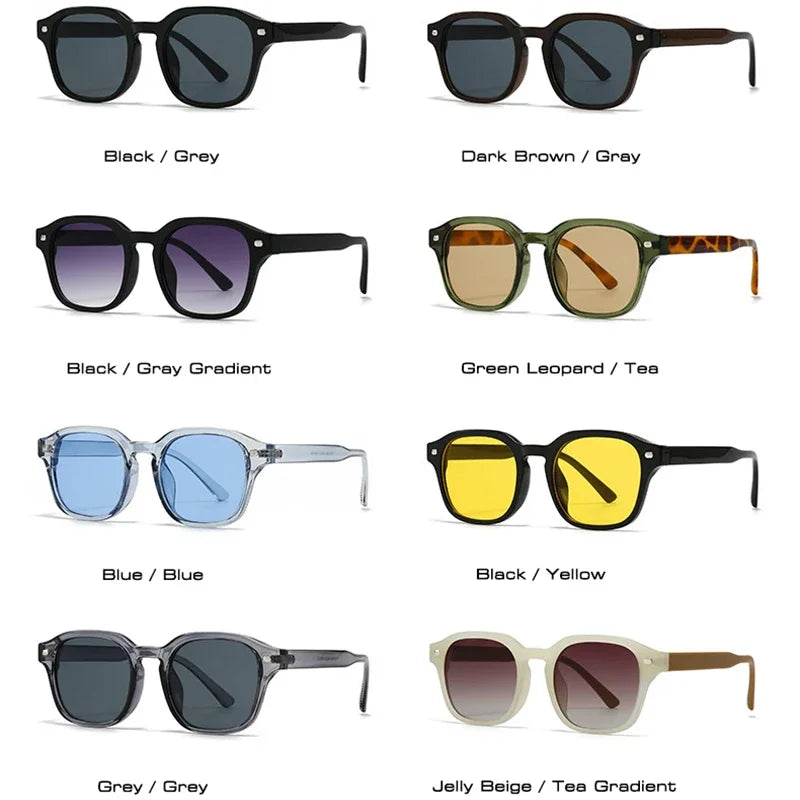 JNPCXI New Square Sunglasses Women Fashion Green Leopard Gradient Shades UV400 Retro Men Sun Glasses