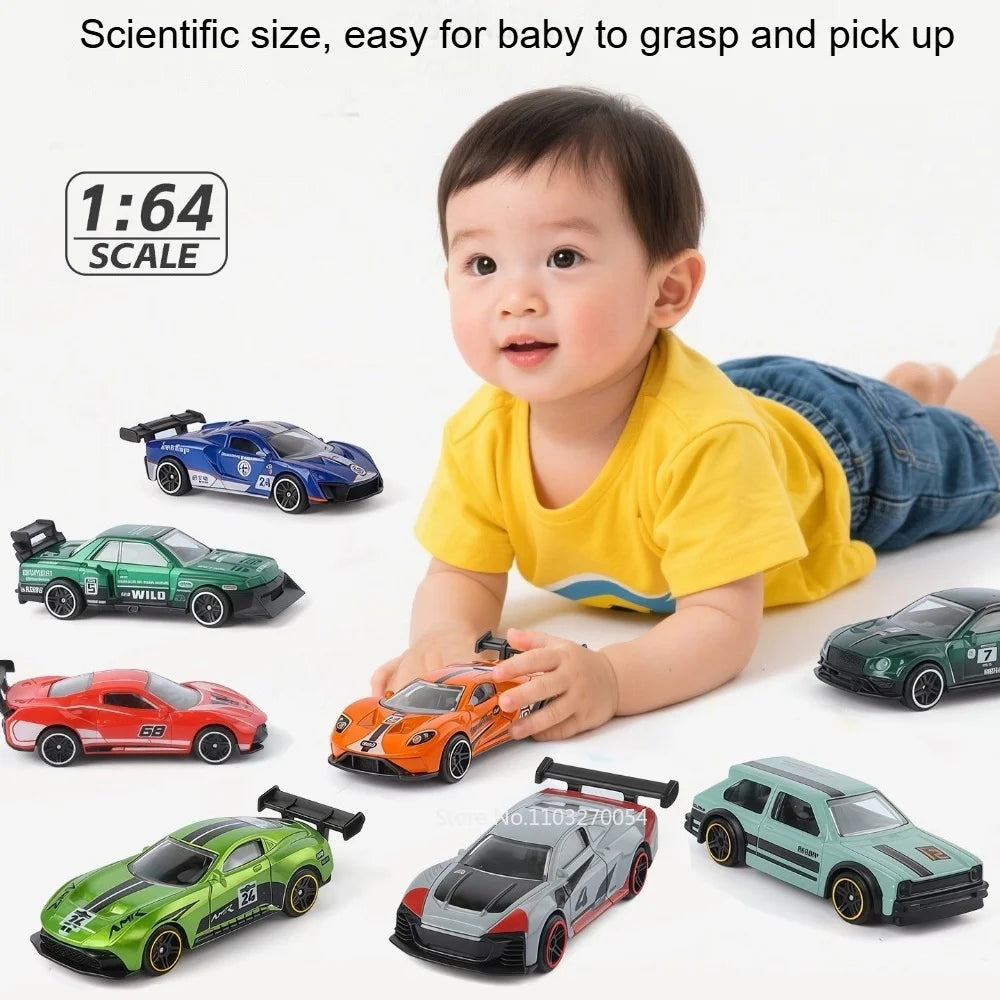 1:64 Scale Alloy Miniature Cars Models Series Diecast Toys Slide Forward Metal Material Rubber Tires Vehices Collecting Hobbies