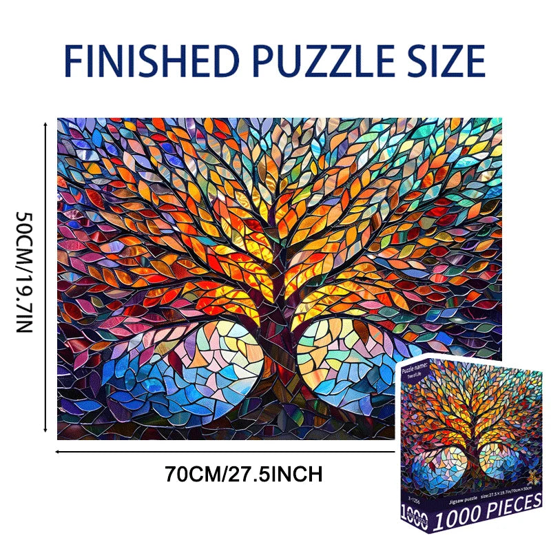 1000-Piece Adult Jigsaw Puzzle of a Vibrant Tree Painting, Large Finished Size 70x50cm (27.5x19.7 Inches)