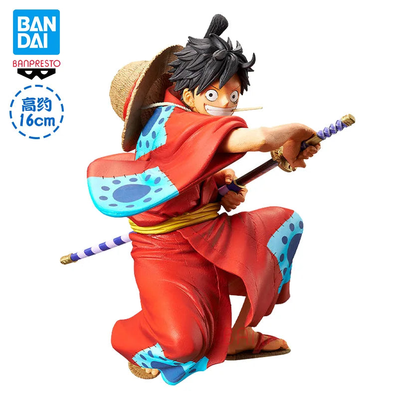 Special OfferIn Stock Original Bandai One Piece Wano Country Luffy Series Kimono Umbrella Sitting Multiple Poses Character Mol C